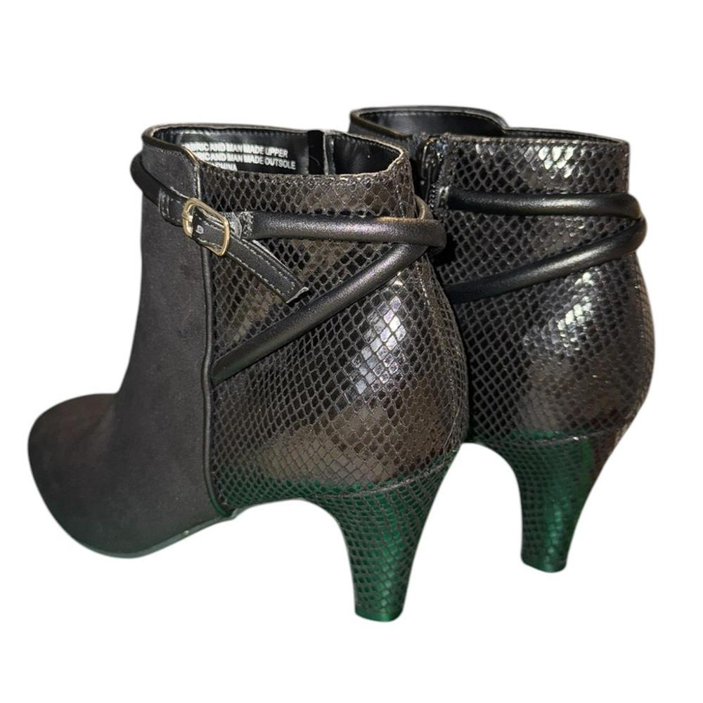 Karen Scott Black Ankle Booties with Snakeskin Detail & Kitten Heel – Size 8